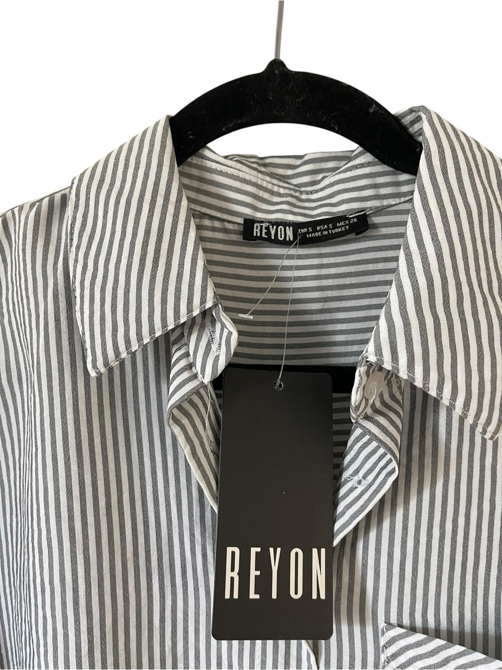 Striped Button-Down Shirt in Gray and White - Picture 8 of 8